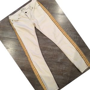 Free People Tuxedo Embroidered Skinny Jean Sz 26
